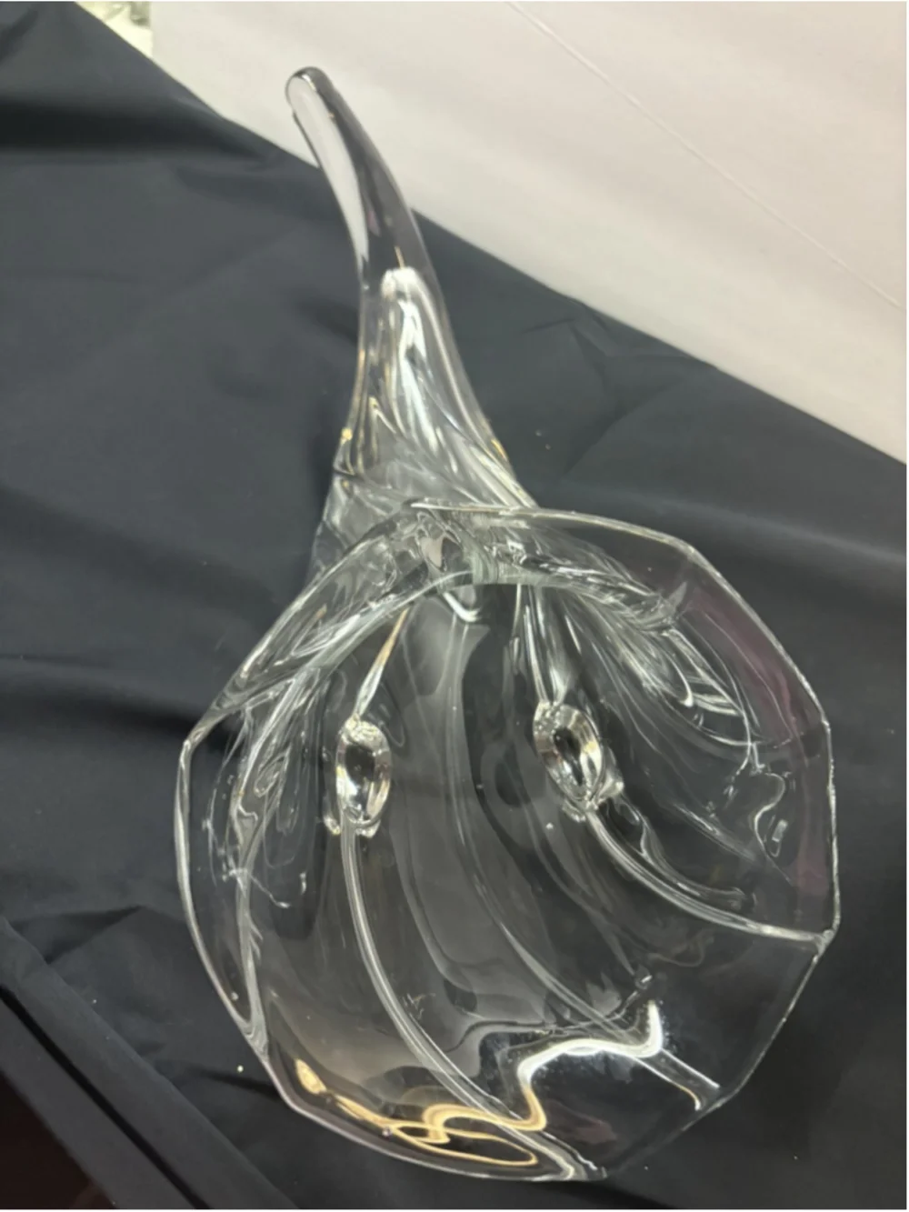 Duncan & Miller Footed Cornucopia Horn of Plenty Glass Vase Manganese Glow 13